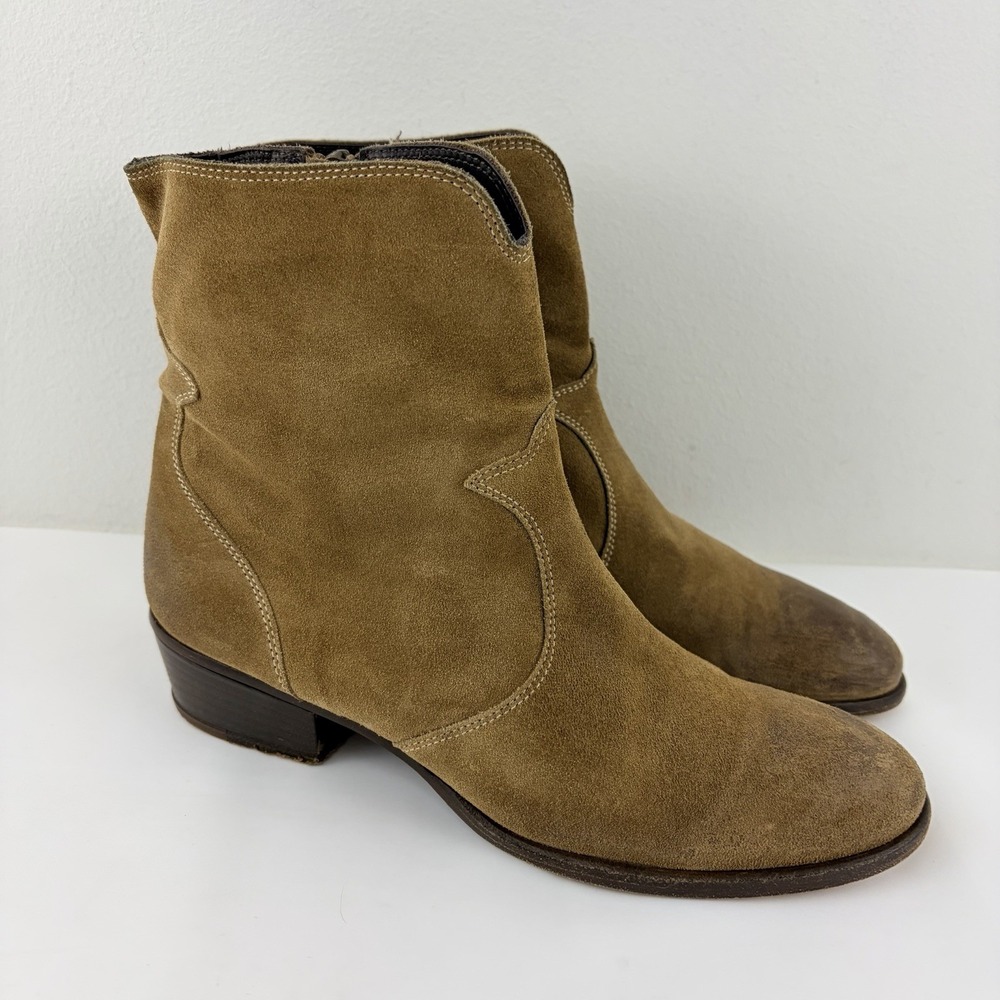 Garnet Hill Brown Suede Ankle Boots Women's EU 36 Leather Sole Italy